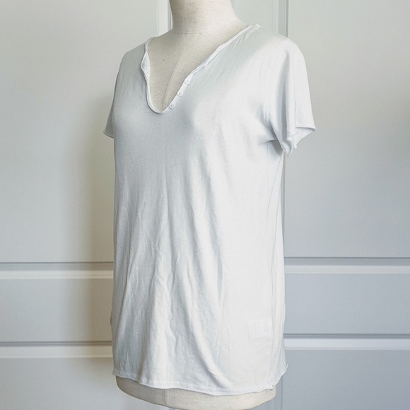 Zadig & Voltaire Tee Tunisien MC Skull V-Neck Short Sleeve Metallic Grey M NWT - Picture 13 of 16